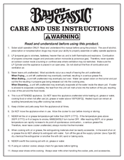 Bayou Classic DB375 Care And Use Instructions