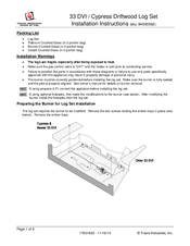 Travis Industries Cypress Driftwood Log Set Installation Instructions Manual