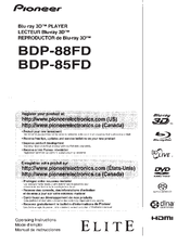 Pioneer ELITE Blu-ray Disc BDP-85FD Operating Instructions Manual