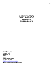 Micro Seven CD 15 Operator's Manual