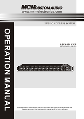 MCM Custom Audio 555-26105 Operation Manual