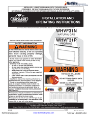 Napoleon WHVF31N Installation And Operating Instructions Manual