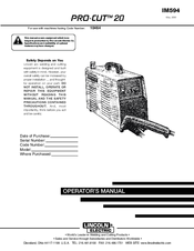 Lincoln Electric Pro-cut 20 Operator's Manual