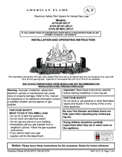american flame AFVK-SP-H/L-SPLIT Installation And Operating Instruction