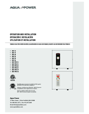 Aqua Power DHE15 Operation And Installation