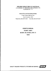 WIA TIGARC 140DC MC86-0 Owner's Manual