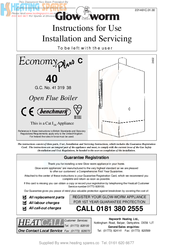 Glow-worm Economy Plus C 40 Instructions For Use Installation And Servicing
