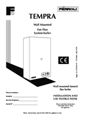 Ferroli TEMPRA Installation And Use Instructions Manual