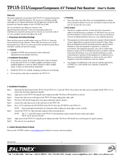 Altinex TP115-111 User Manual