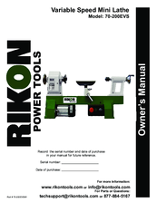 Rikon Power Tools 70-200EVS Owner's Manual