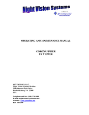 Night Vision Systems CORONAFINDER Operating And Maintenance Manual