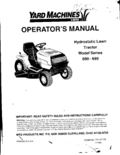 Yard Machines 699 Series Operator's Manual