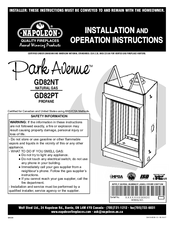 Napoleon PARK AVENUE GD82PT Installation And Operation Instructions Manual
