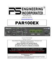 PS Engineering PAR100EX System Installation And Operation Manual