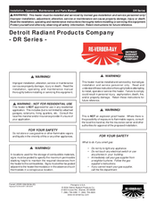 Detroit Radiant Products DR series Operating Instructions Manual