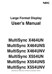 MultiSync X464UN User Manual