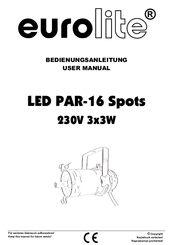 EuroLite LED PAR-16 Spots 230V 3x3W User Manual