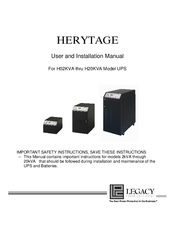Legacy Power Conversion HERYTAGE 3kVA 2.4kW User And Installation Manual