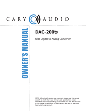 Cary Audio Design DAC-200ts Owner's Manual
