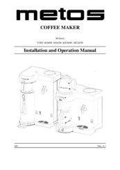 Metos MT200W Installation And Operation Manual