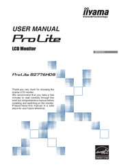 Iiyama Pro Lite B2776HDS User Manual