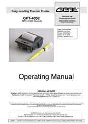 GeBe GPT -4352 Operating Manual