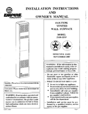 Empire FAW-55IP Installation Instructions And Owner's Manual