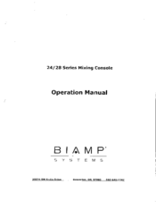 Biamp 28 series Operation Manual