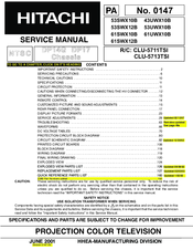 Hitachi UltraVision UWX Series 61UWX10B Service Manual