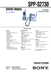 Sony SPP-S2730 - Cordless Telephone Service Manual