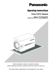 Panasonic WV-CZ362E Operating Instructions Manual