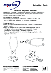 MAXTEK DH900 Quick Start Manual