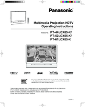 Panasonic PT-52LCX65-K Operating Instructions Manual