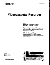Sony UVW-1800 Operating Instructions Manual