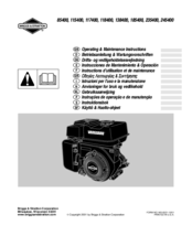 Briggs & Stratton Vanguard 118400 Operating & Maintenance Instructions