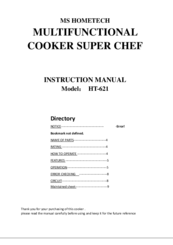 MS Hometech HT-621 SUPER CHEF Instruction Manual
