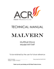 ACR Heat Products Malvern MV1MF Technical Manual