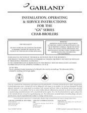 Garland GXR24 Installation, Operating And Service Instructions