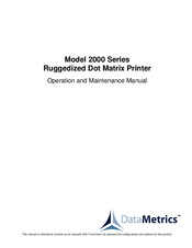 DataMetrics 2000 Series Operation And Maintenance Manual