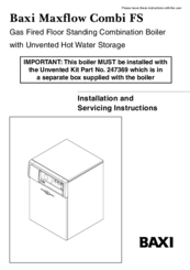 Baxi Maxflow Combi FS Installation And Servicing Instrucnion