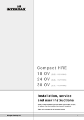 Intergas Compact HRE 30 OV Installation, Service And User Instructions Manual