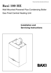 Baxi 100 He Installation And Servicing Instructions