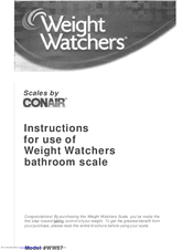 Conair Weight Watchers Instructions For Use Manual