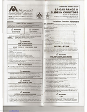 Atwood CV 35 Installation, Operation And Maintenance Instructions