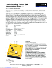 Lehle Sunday Driver SW Operating Instructions