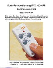 elv FAZ 3000-FB Operating Instructions Manual