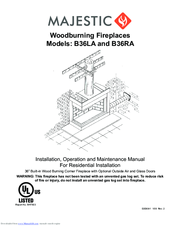 Majestic B36LA Installation, Operation And Maintenance Instructions