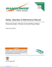 Ransomes Spider I Safety, Operation & Maintenance Manual