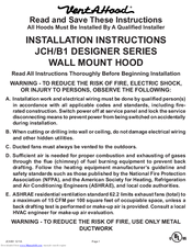 VentAHood JCH/B1 Series Installation Instructions Manual