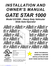 Allstar GS1000 Installation And Owner's Manual